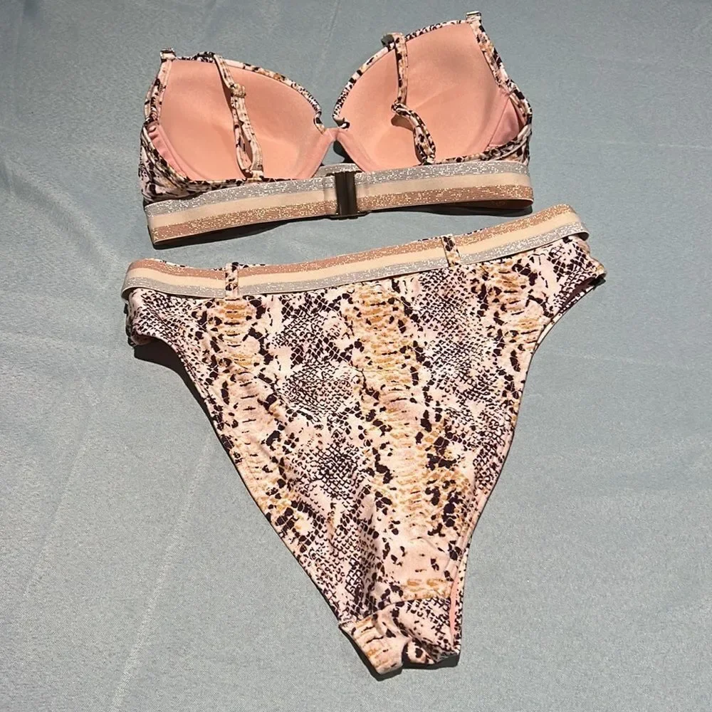 RI Resort Two Piece‎ Python Printed Bathing Suit Size M D24